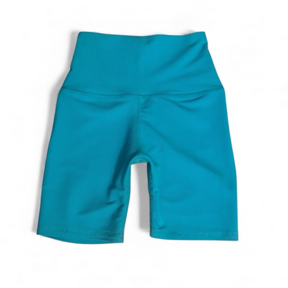 FIVE The Label Swish Turquoise Midi Rib Shorts